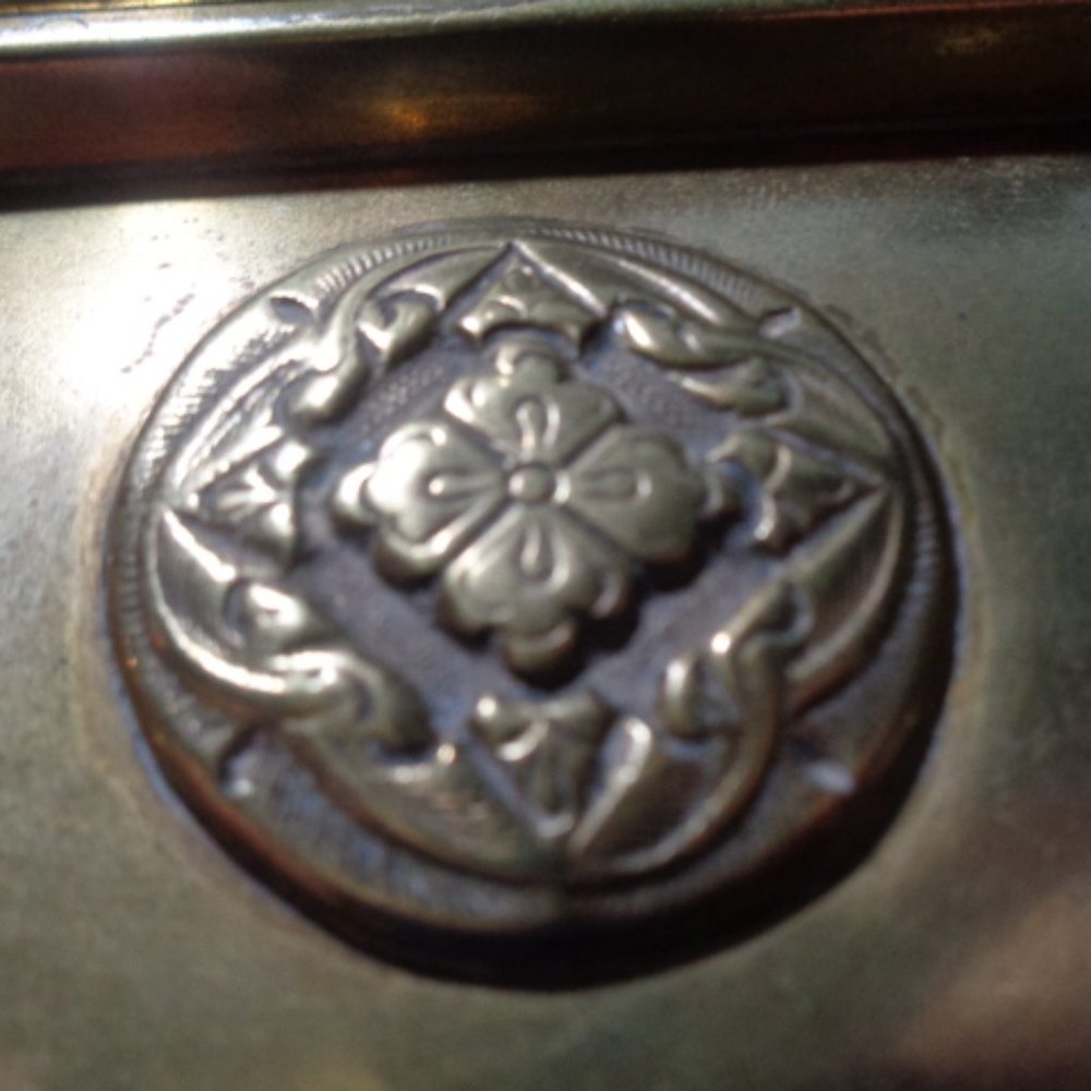 Antique Solid Brass Incense Burner, Asian Design, 4" Long - Picture 6 of 6